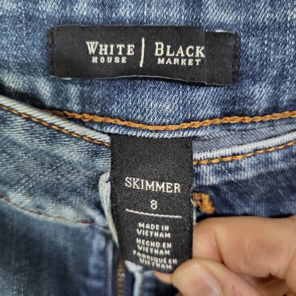 WHITE HOUSE BLACK MARKET WHBM Women's SZ 8 Skimmer Distressed Jeans - Picture 7 of 12
